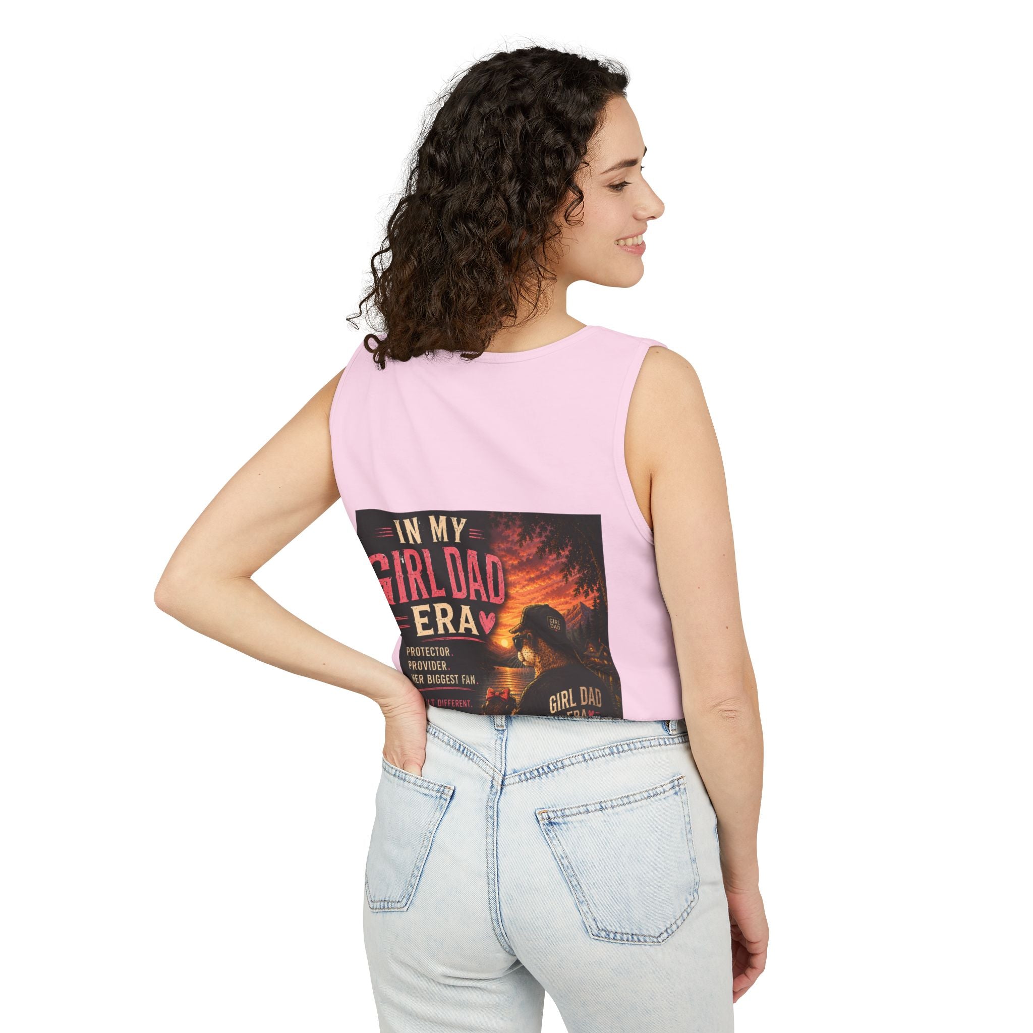 Girl Dad Tank Top — "In My Girl Dad Era" Father-Daughter Vintage Sunset Tee