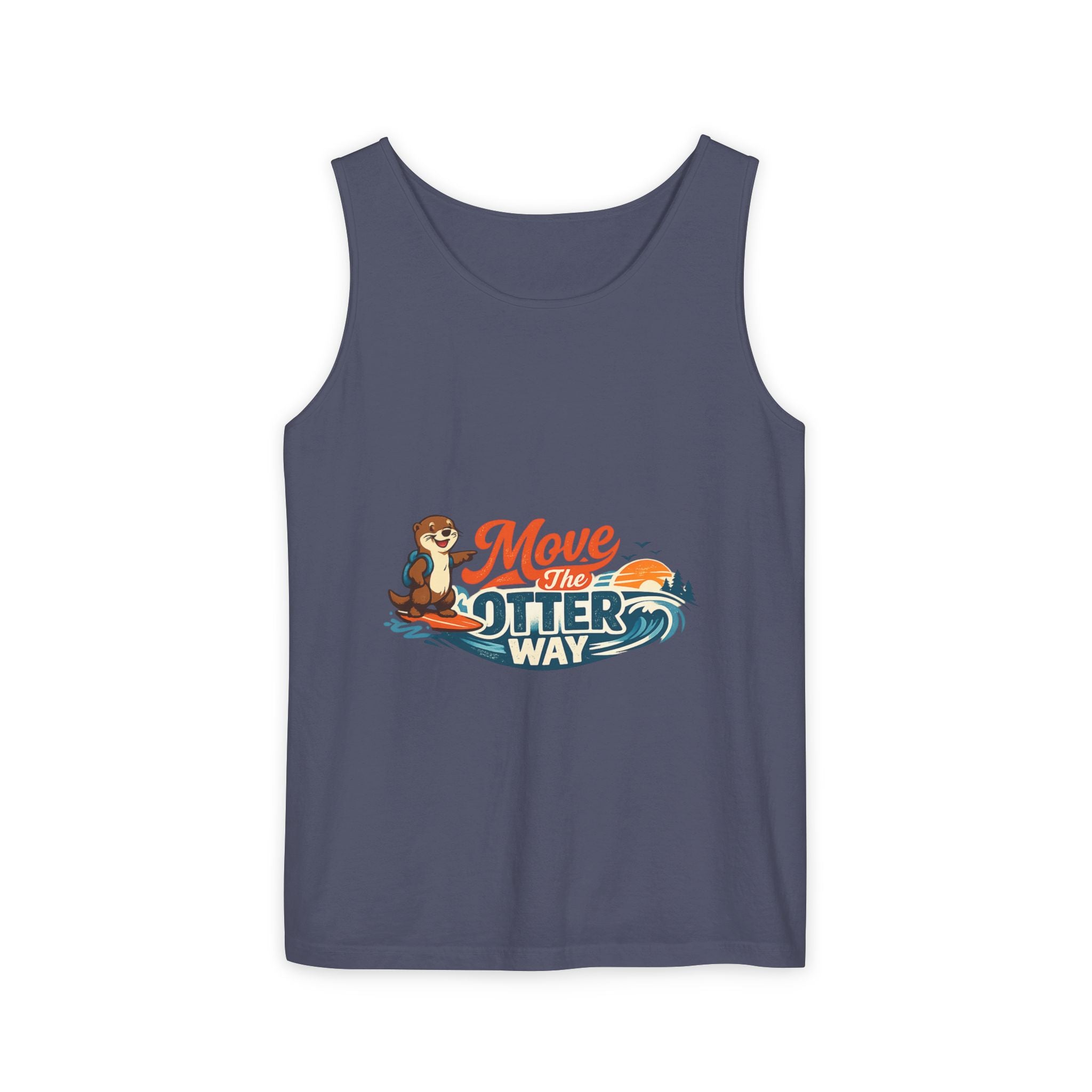 Move the Otter Way Tank Top — Cute Otter Surfing Graphic Summer Tee