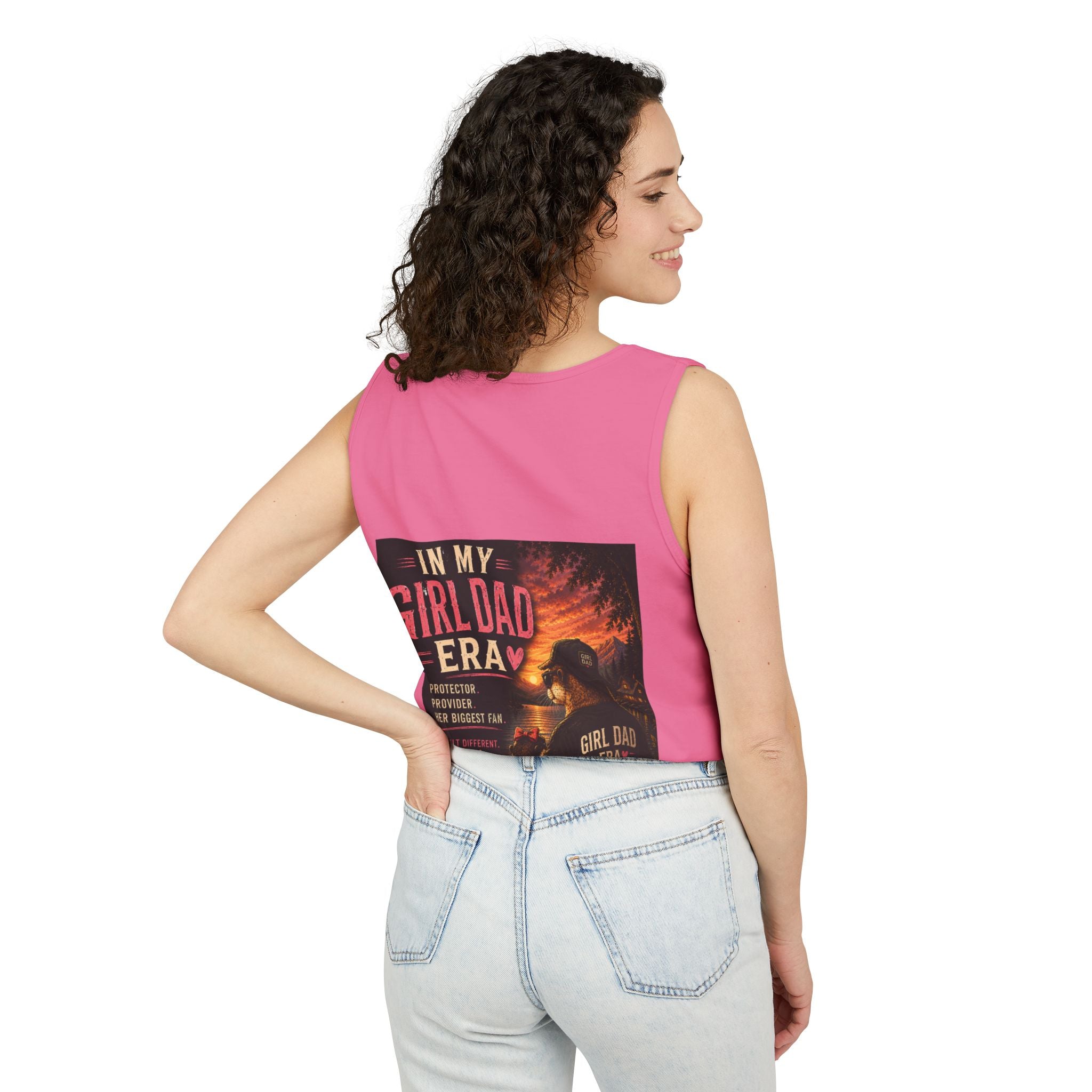 Girl Dad Tank Top — "In My Girl Dad Era" Father-Daughter Vintage Sunset Tee