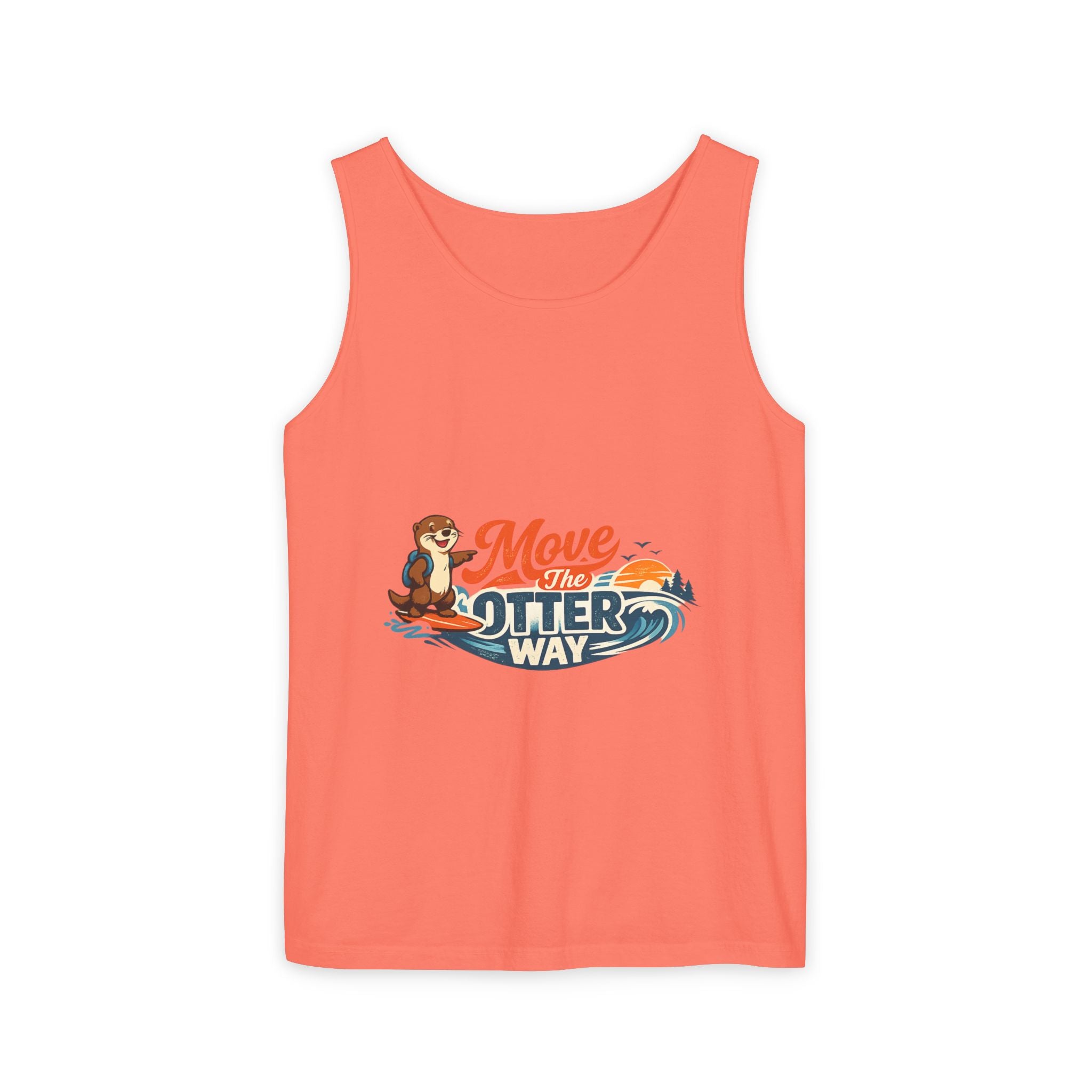 Move the Otter Way Tank Top — Cute Otter Surfing Graphic Summer Tee