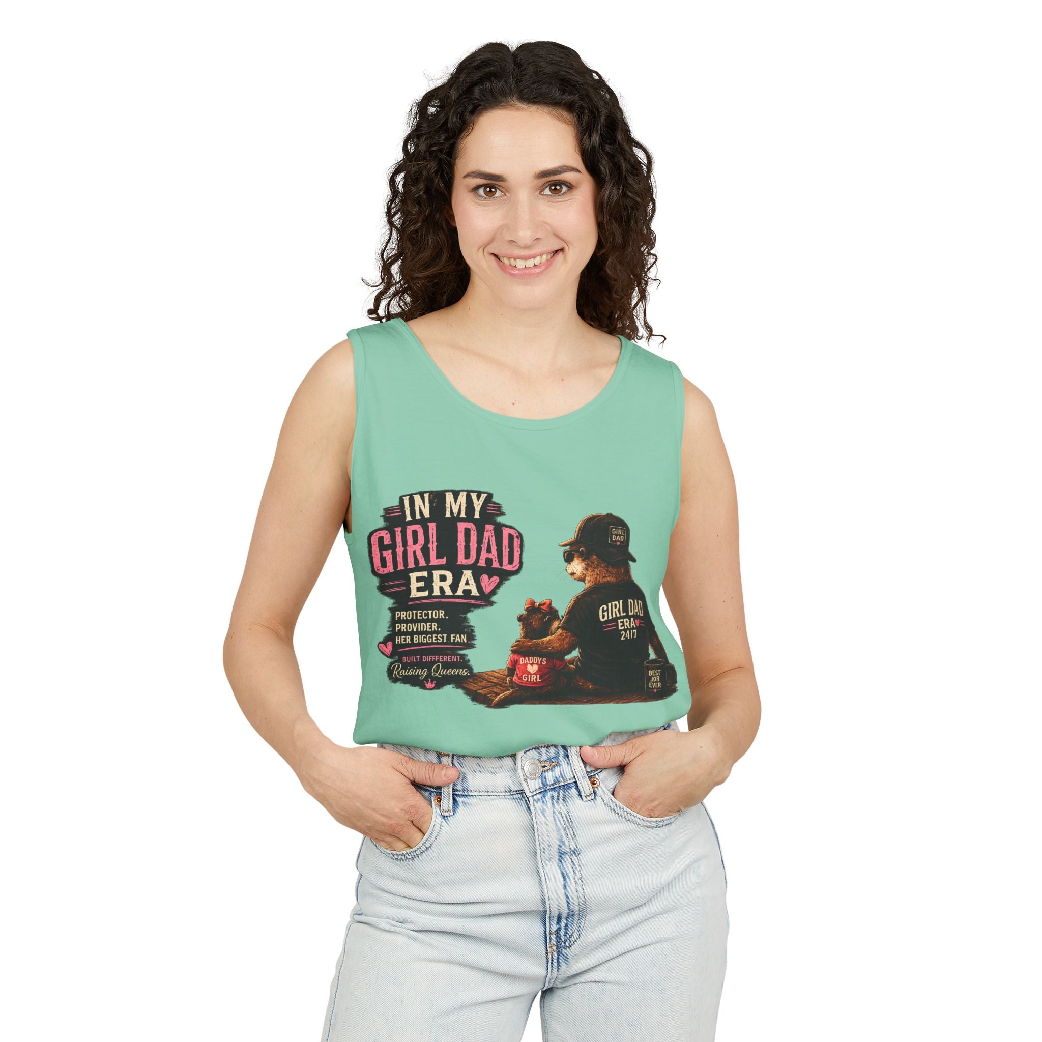 Girl Dad Tank Top — "In My Girl Dad Era" Father-Daughter Vintage Sunset Tee