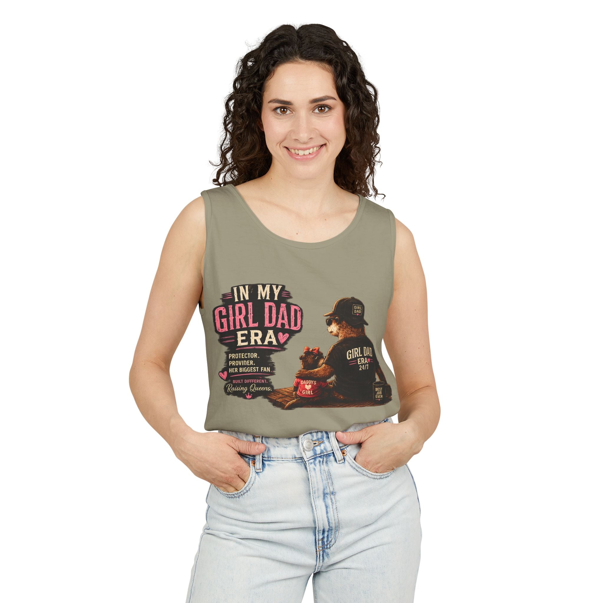 Girl Dad Tank Top — "In My Girl Dad Era" Father-Daughter Vintage Sunset Tee