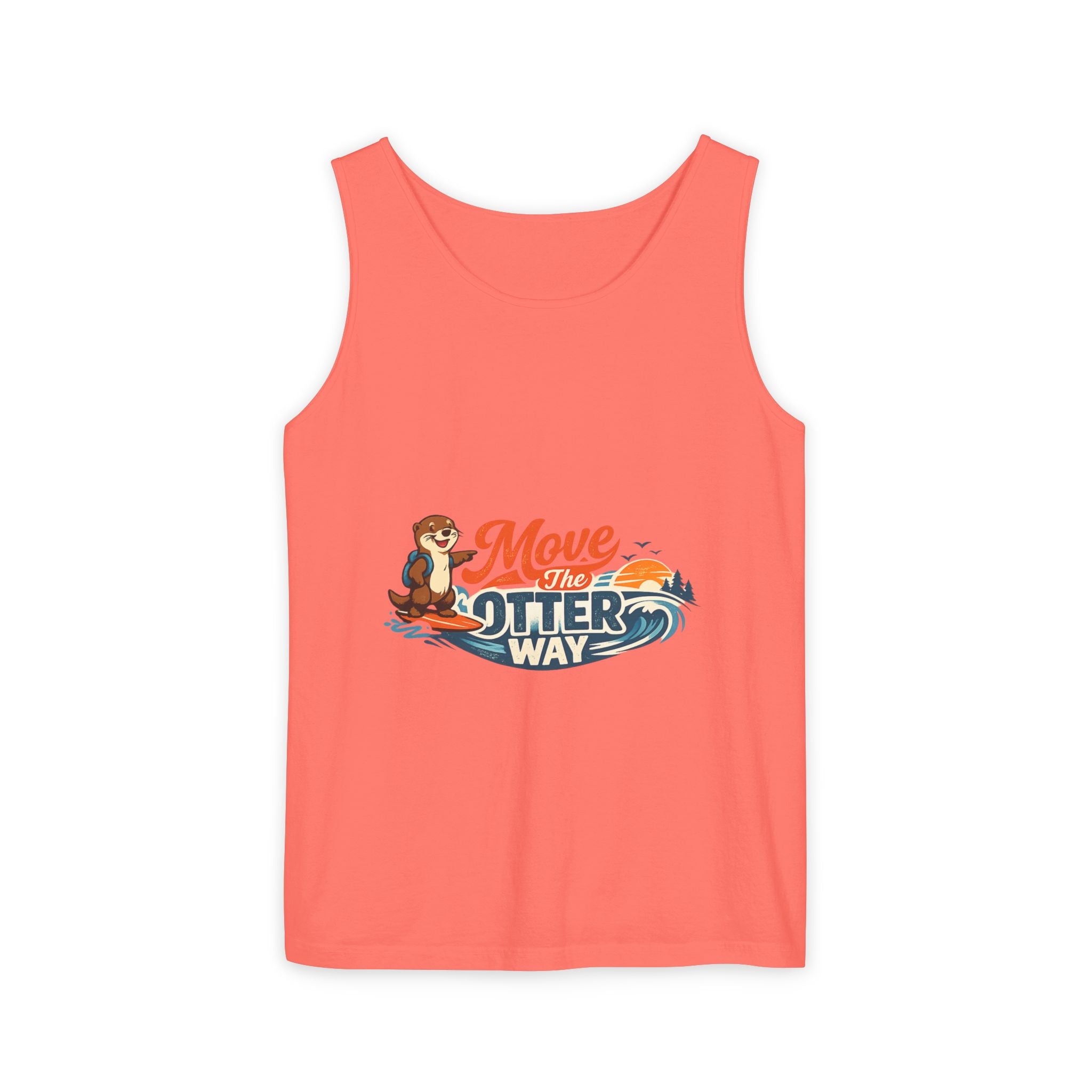 Move the Otter Way Tank Top — Cute Otter Surfing Graphic Summer Tee