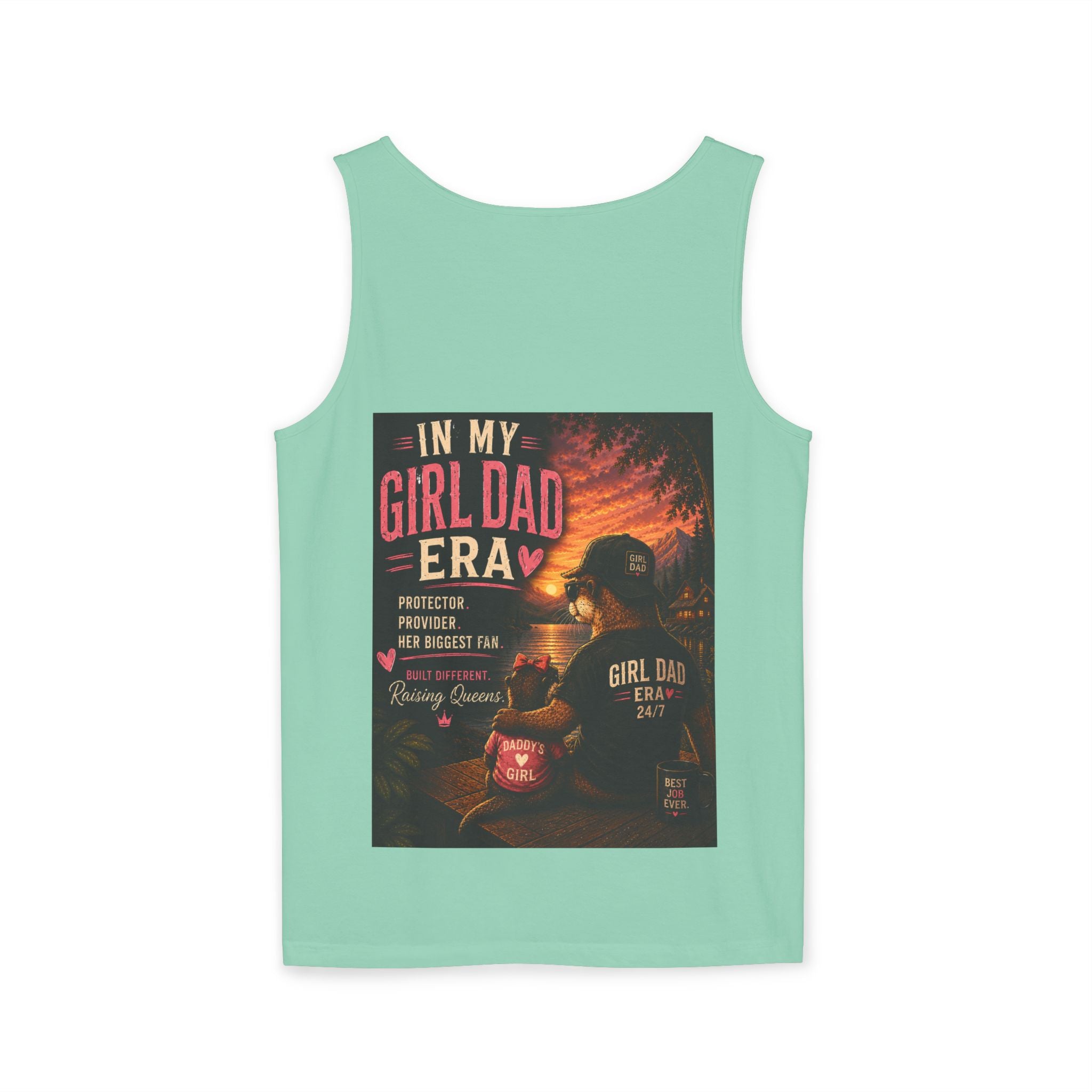 Girl Dad Tank Top — "In My Girl Dad Era" Father-Daughter Vintage Sunset Tee