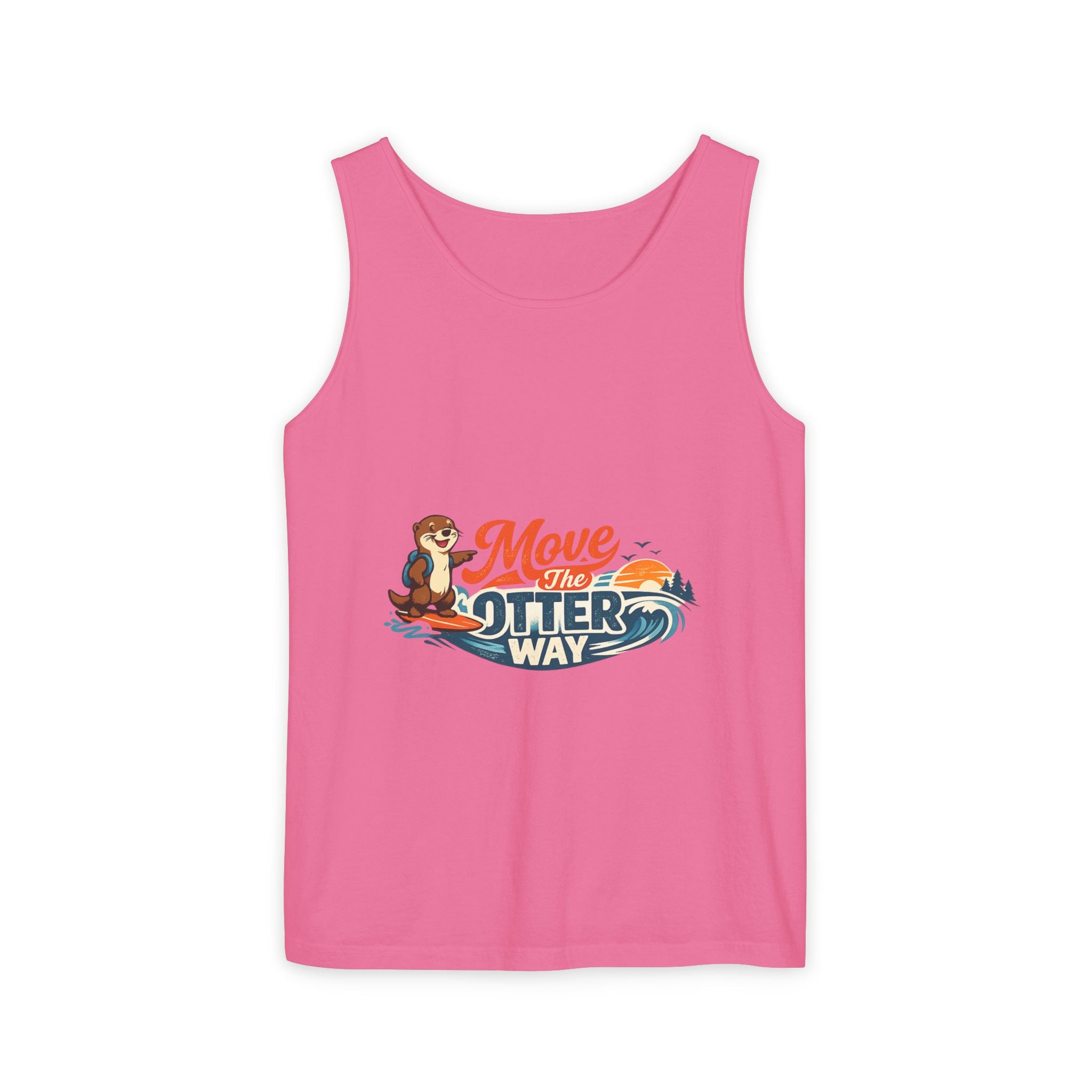 Move the Otter Way Tank Top — Cute Otter Surfing Graphic Summer Tee