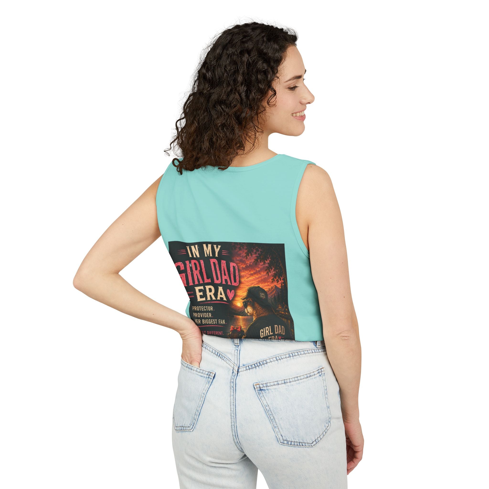 Girl Dad Tank Top — "In My Girl Dad Era" Father-Daughter Vintage Sunset Tee