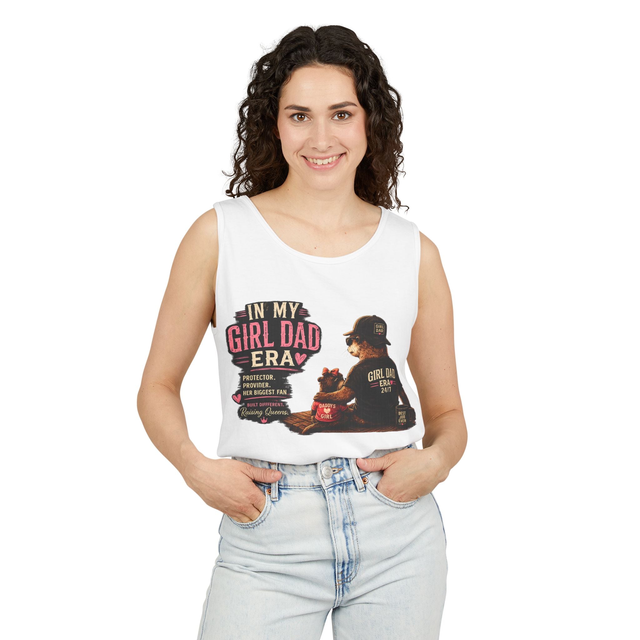 Girl Dad Tank Top — "In My Girl Dad Era" Father-Daughter Vintage Sunset Tee