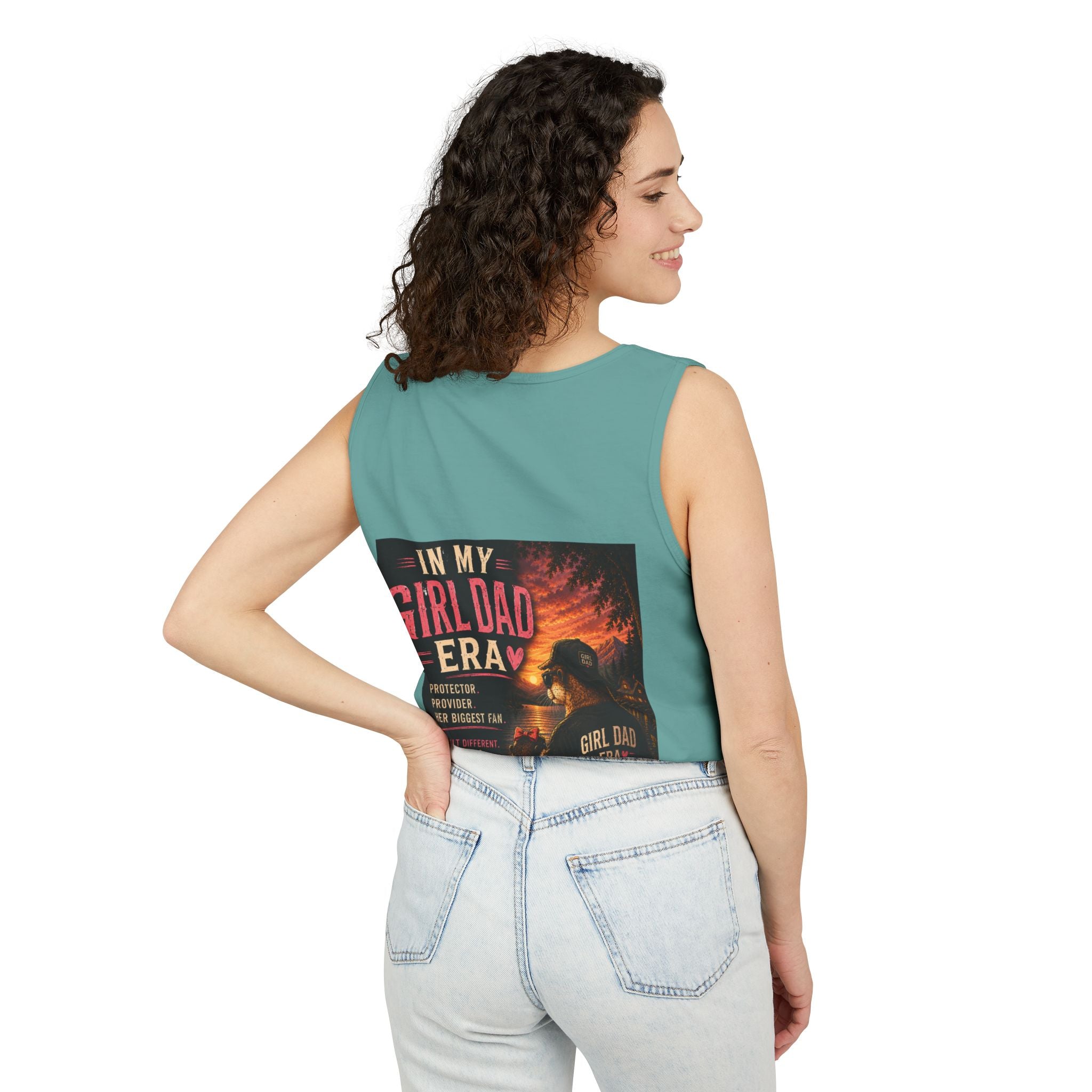 Girl Dad Tank Top — "In My Girl Dad Era" Father-Daughter Vintage Sunset Tee