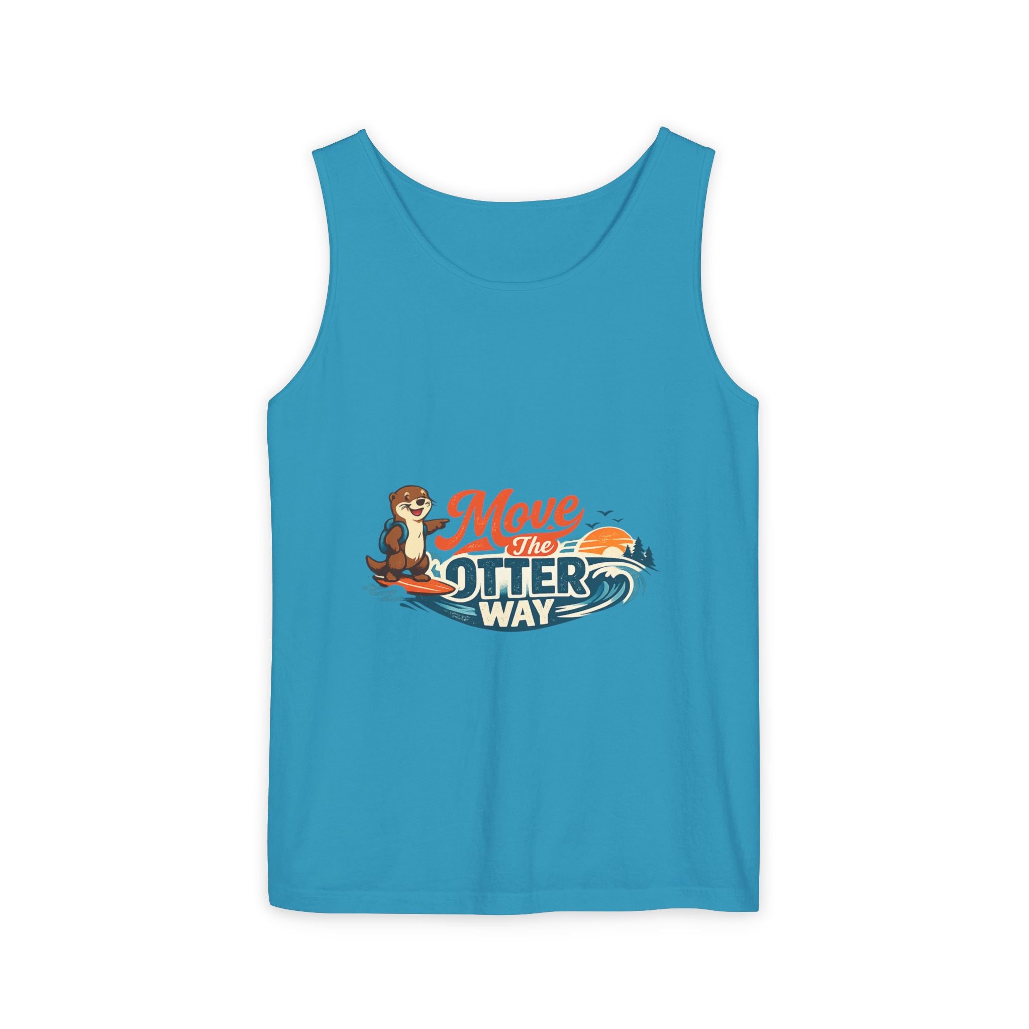 Move the Otter Way Tank Top — Cute Otter Surfing Graphic Summer Tee