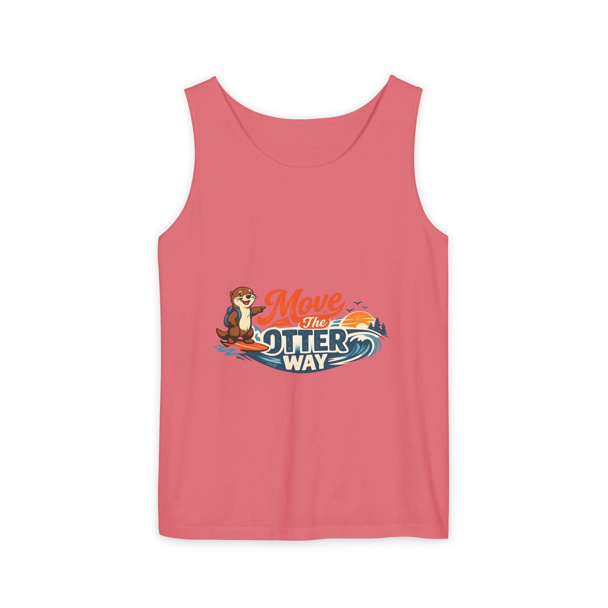 Move the Otter Way Tank Top — Cute Otter Surfing Graphic Summer Tee