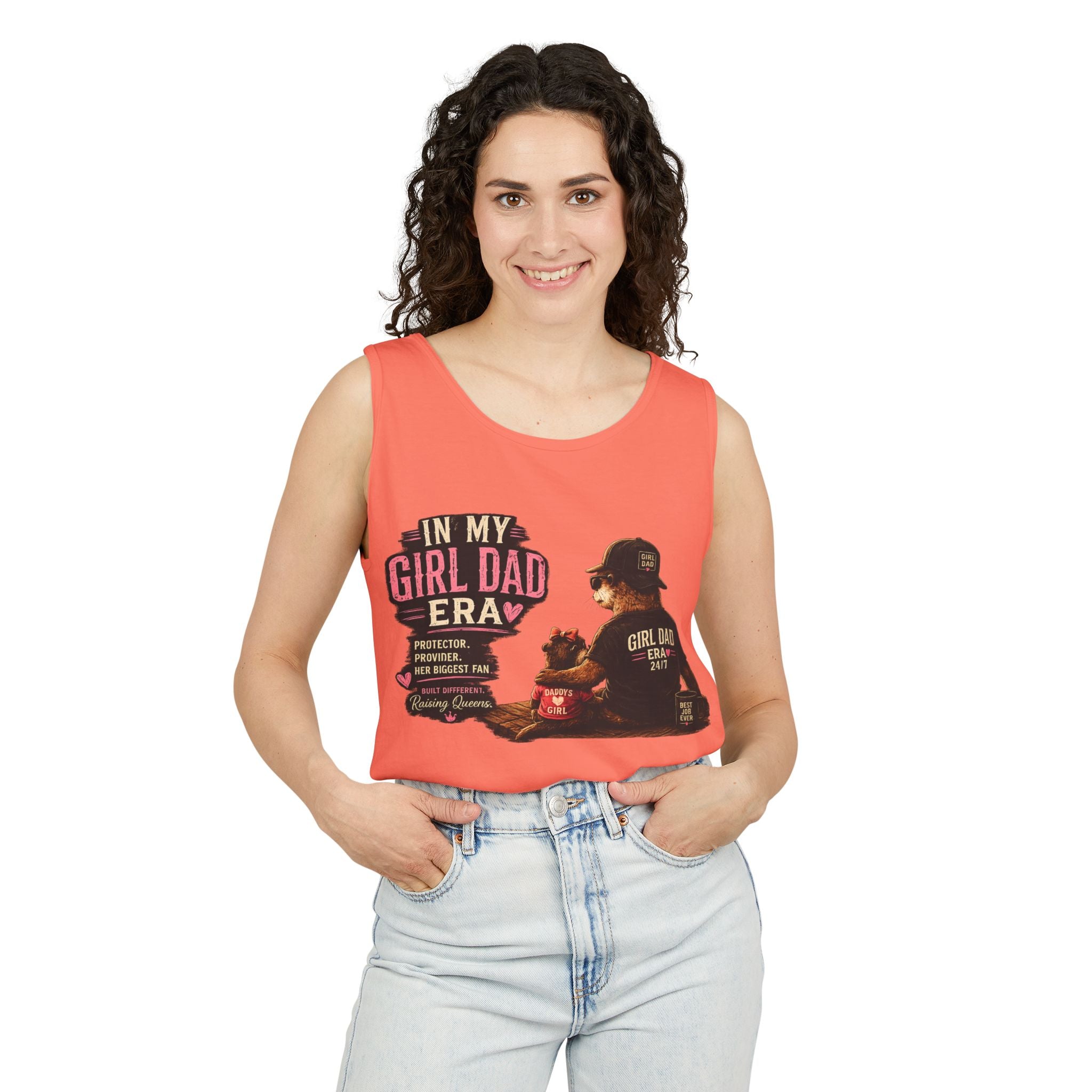 Girl Dad Tank Top — "In My Girl Dad Era" Father-Daughter Vintage Sunset Tee