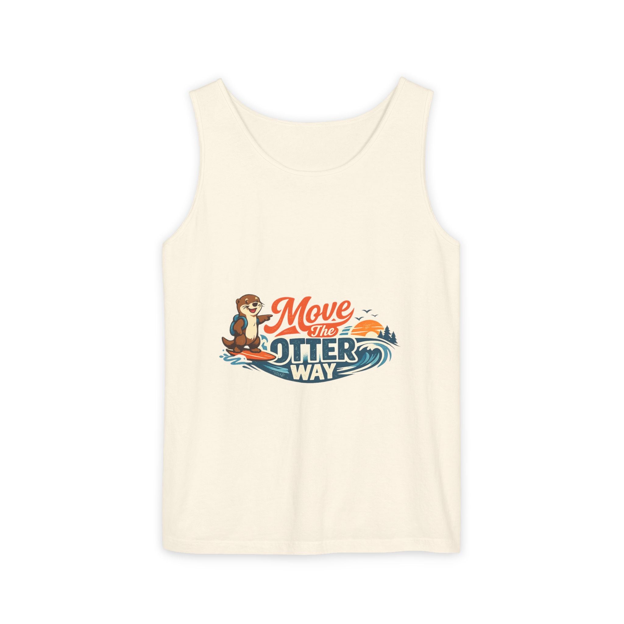 Move the Otter Way Tank Top — Cute Otter Surfing Graphic Summer Tee