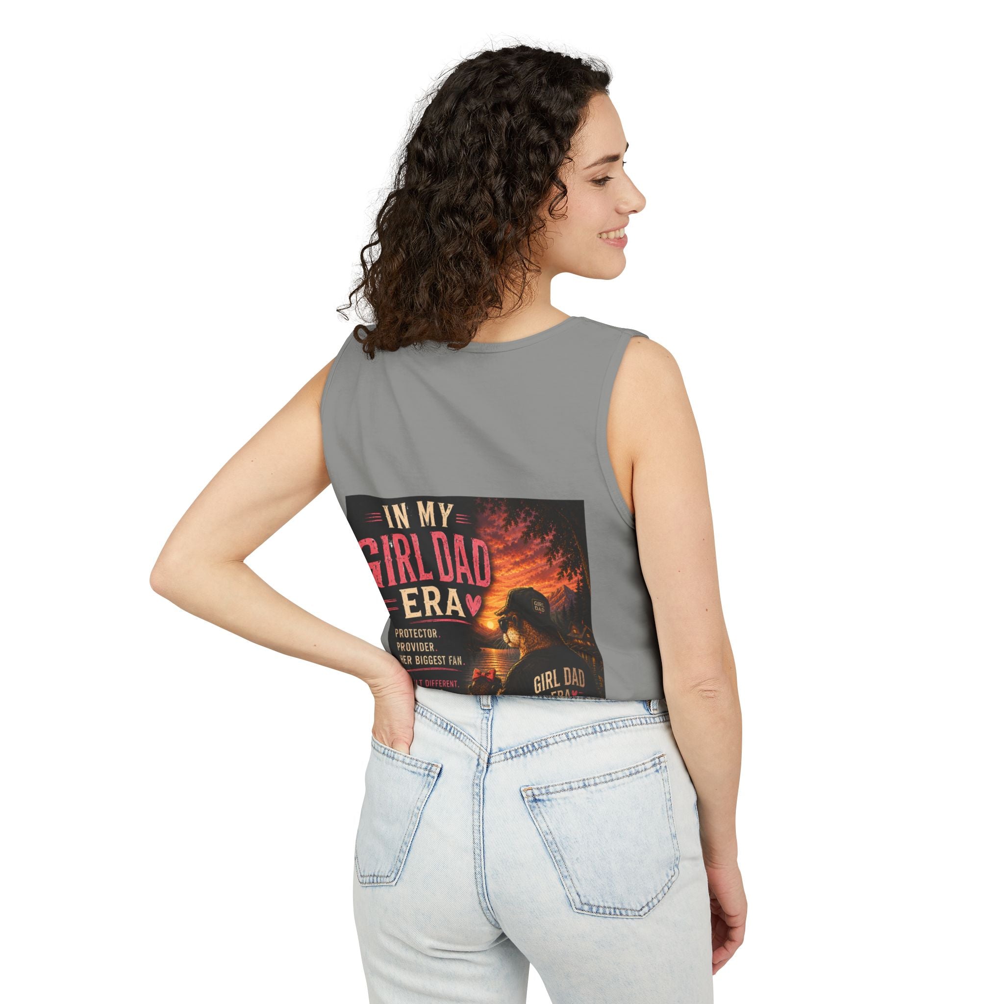 Girl Dad Tank Top — "In My Girl Dad Era" Father-Daughter Vintage Sunset Tee