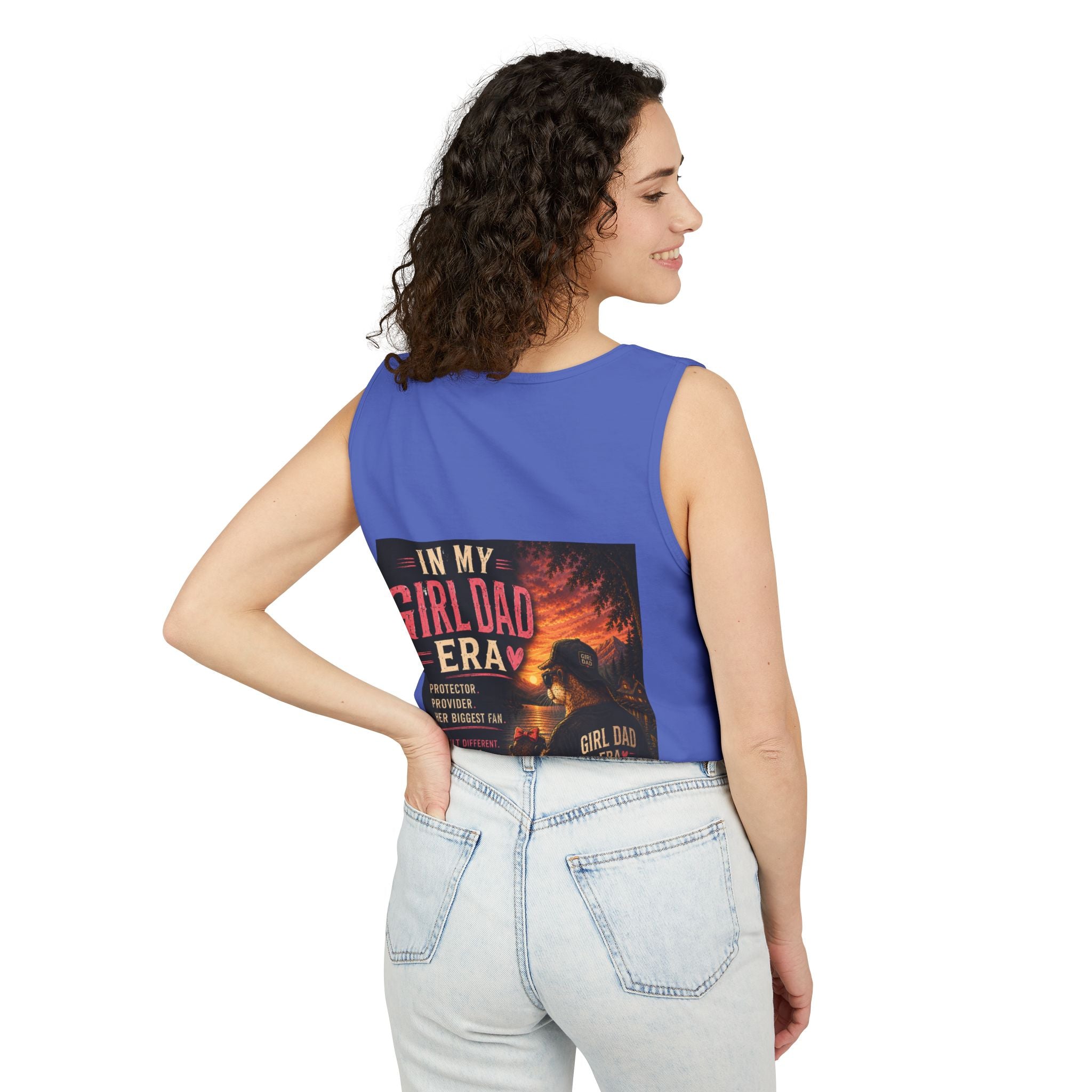 Girl Dad Tank Top — "In My Girl Dad Era" Father-Daughter Vintage Sunset Tee