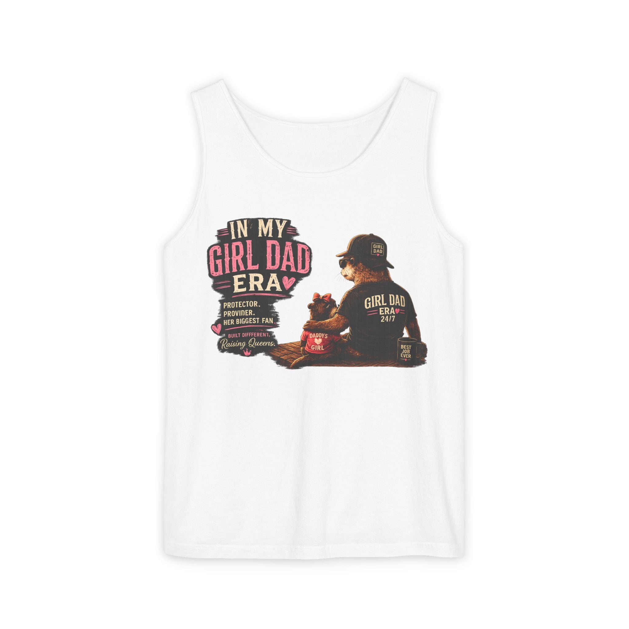 Girl Dad Tank Top — "In My Girl Dad Era" Father-Daughter Vintage Sunset Tee