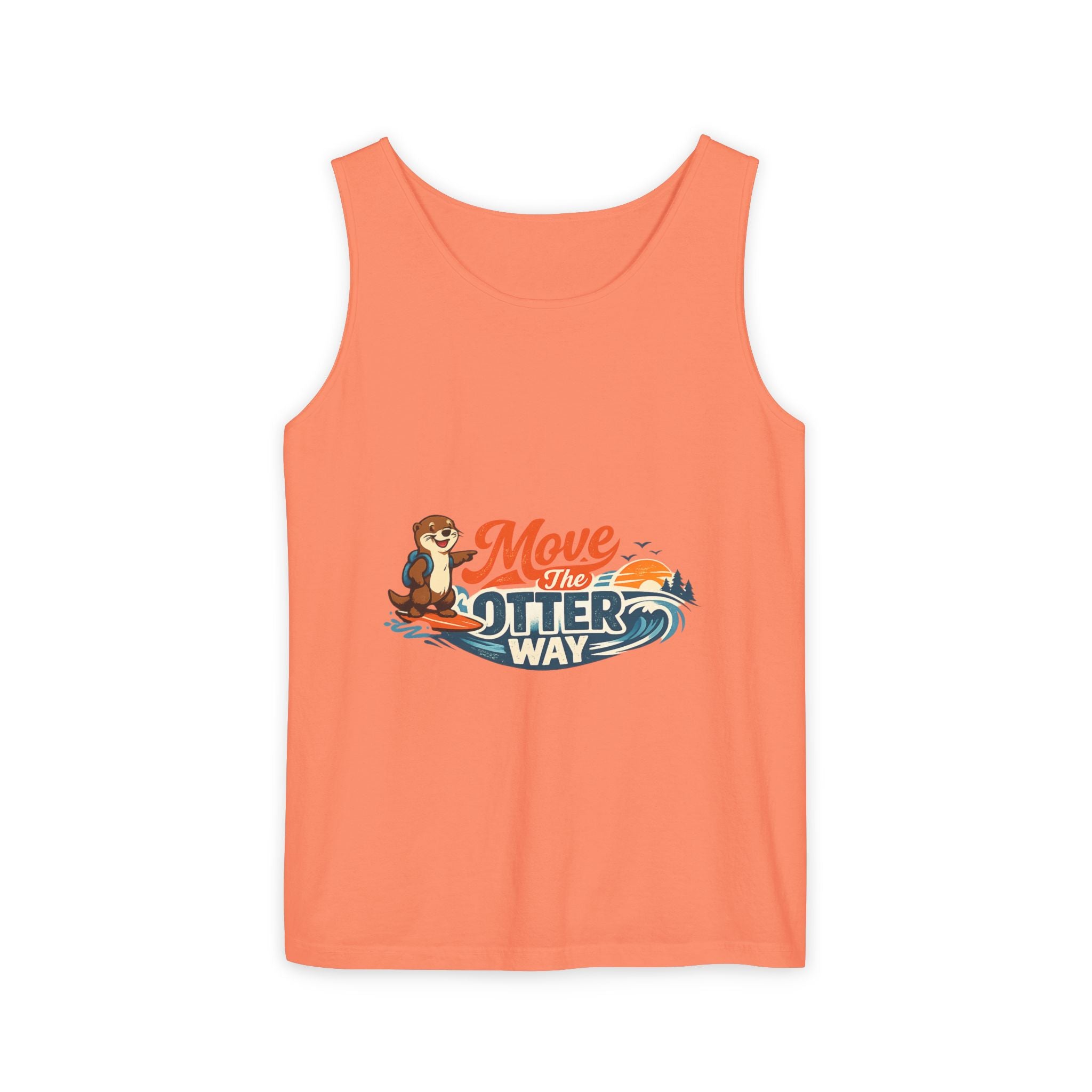 Move the Otter Way Tank Top — Cute Otter Surfing Graphic Summer Tee