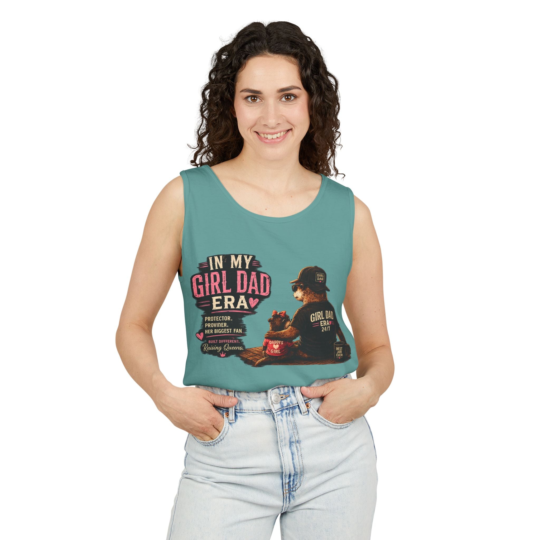 Girl Dad Tank Top — "In My Girl Dad Era" Father-Daughter Vintage Sunset Tee