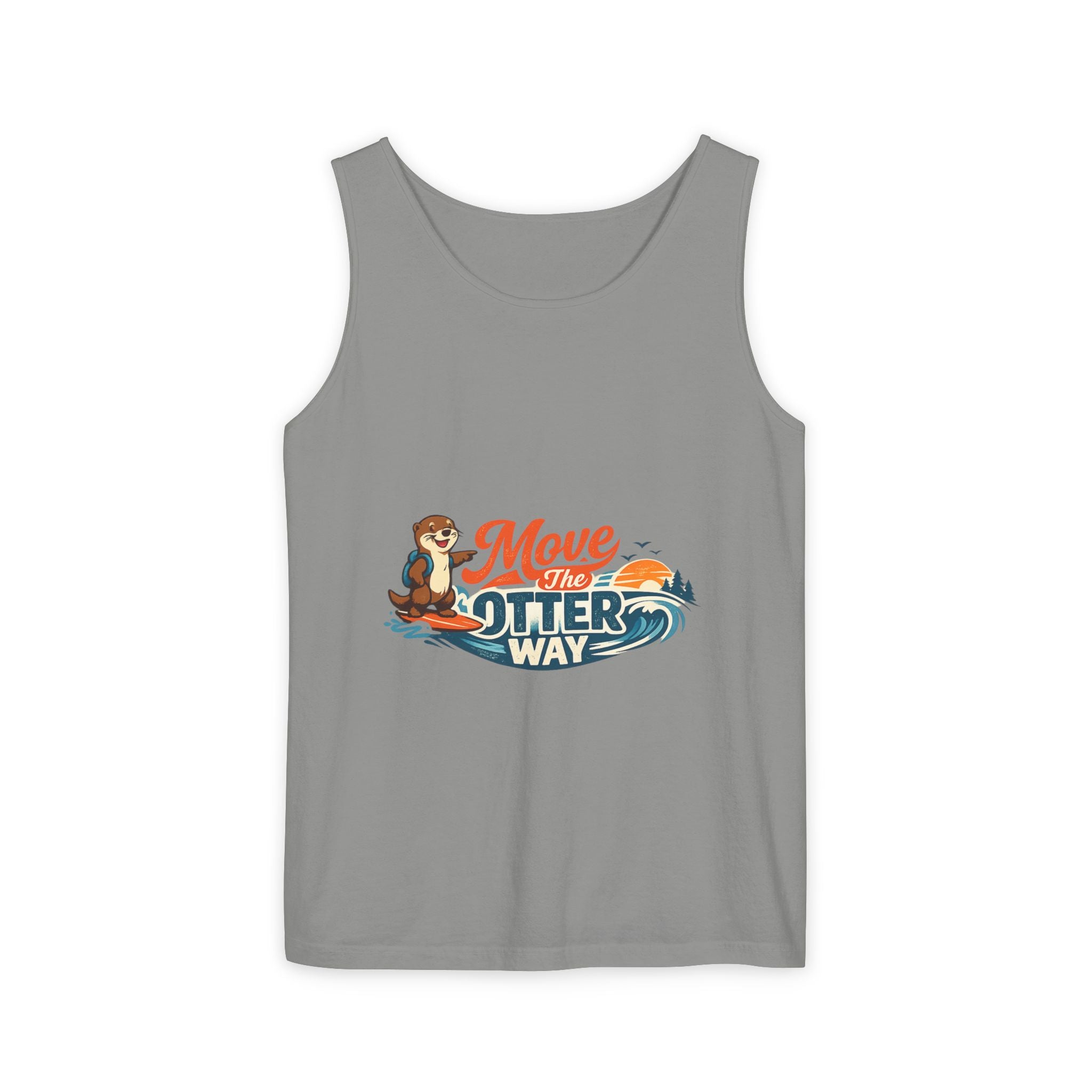 Move the Otter Way Tank Top — Cute Otter Surfing Graphic Summer Tee