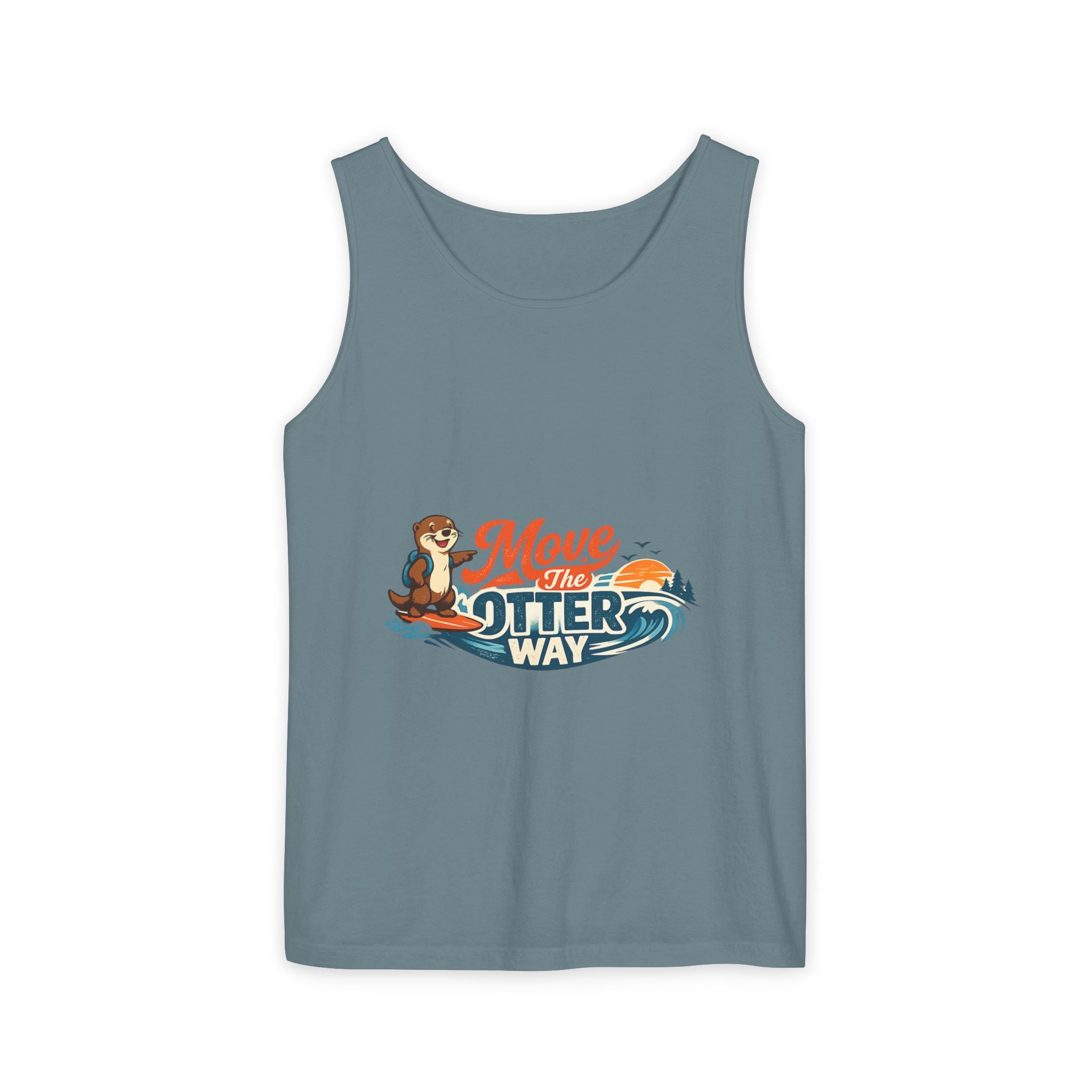 Move the Otter Way Tank Top — Cute Otter Surfing Graphic Summer Tee