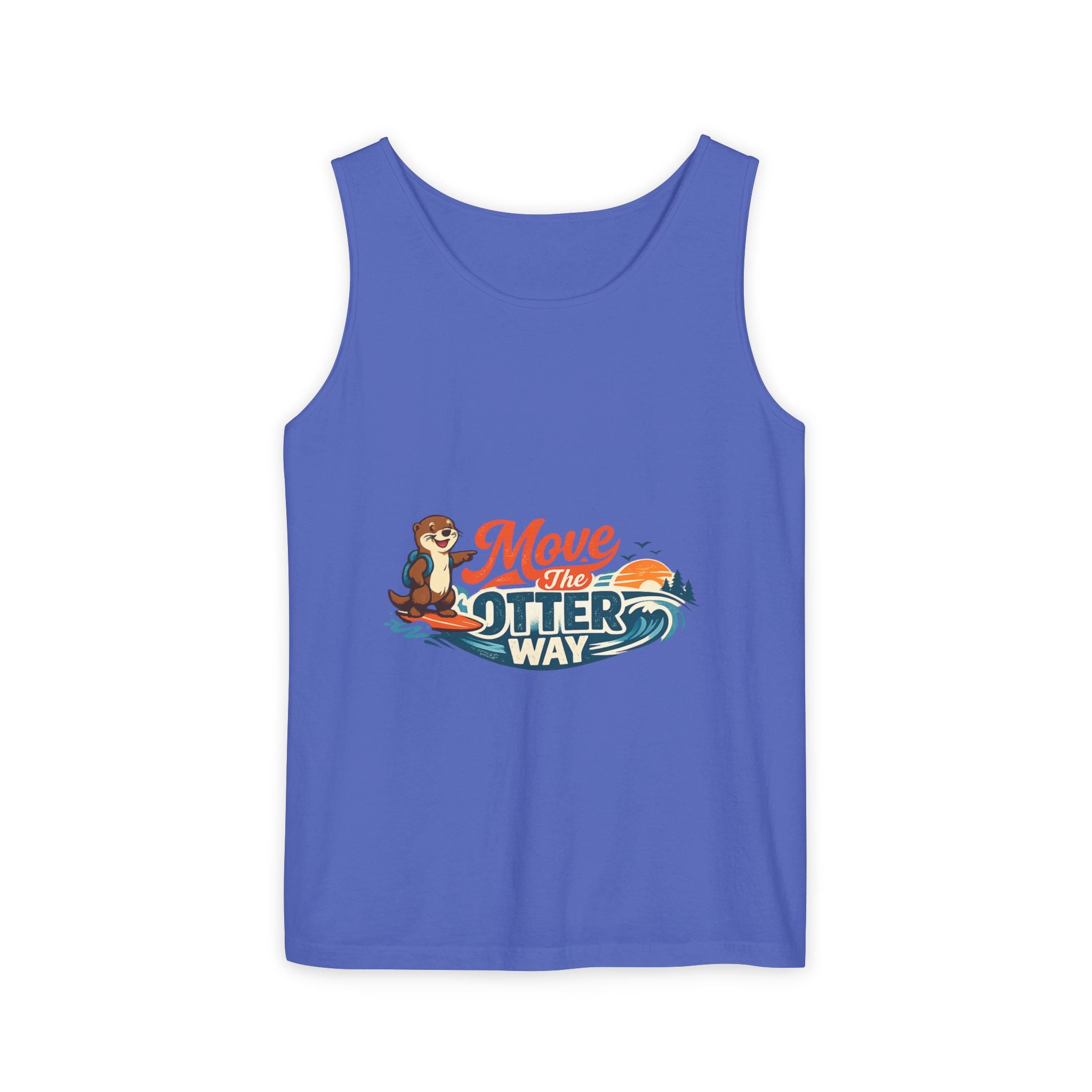 Move the Otter Way Tank Top — Cute Otter Surfing Graphic Summer Tee