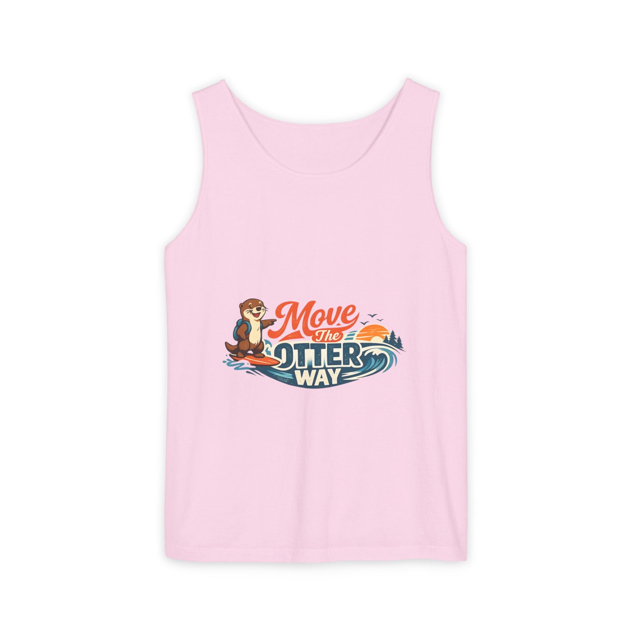 Move the Otter Way Tank Top — Cute Otter Surfing Graphic Summer Tee