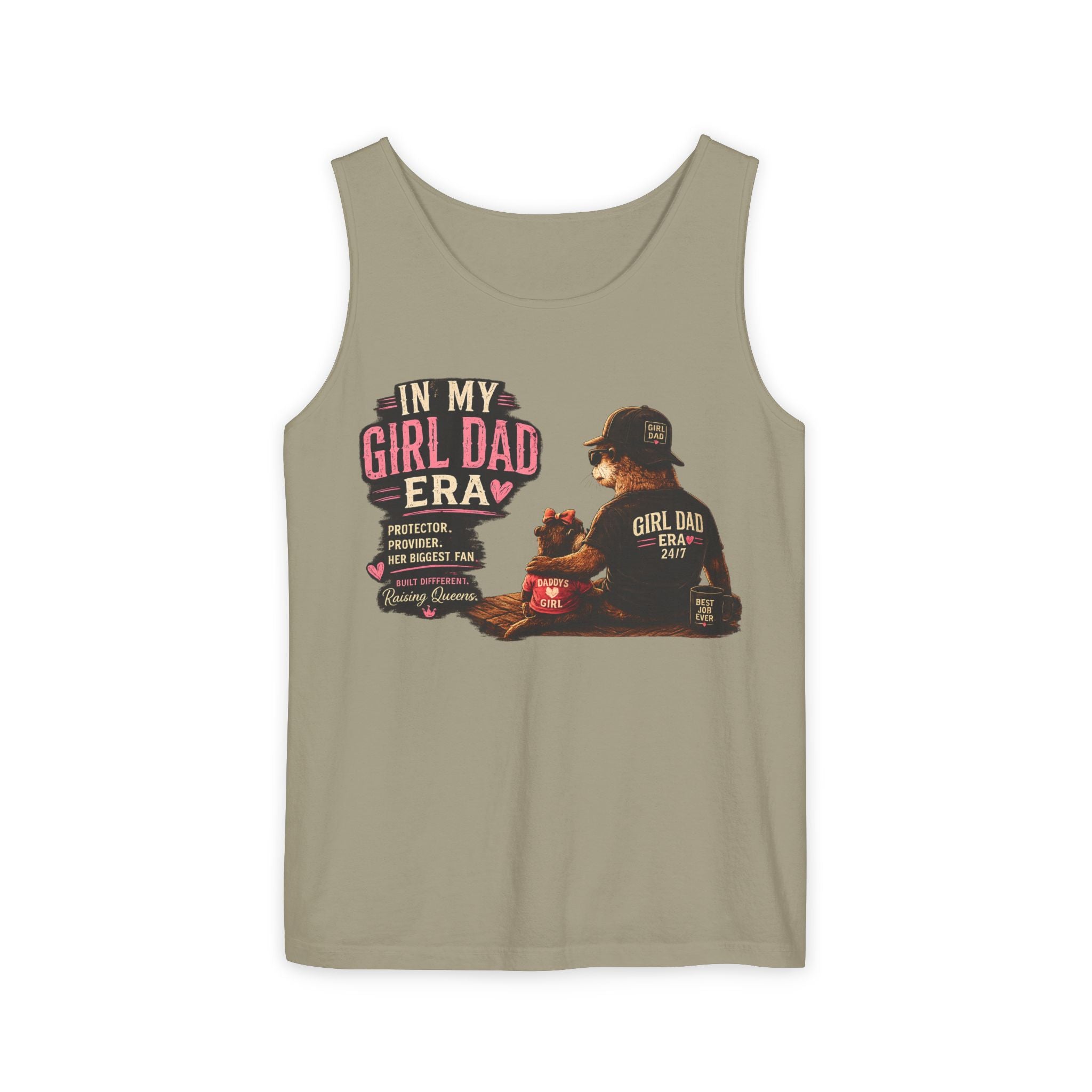 Girl Dad Tank Top — "In My Girl Dad Era" Father-Daughter Vintage Sunset Tee