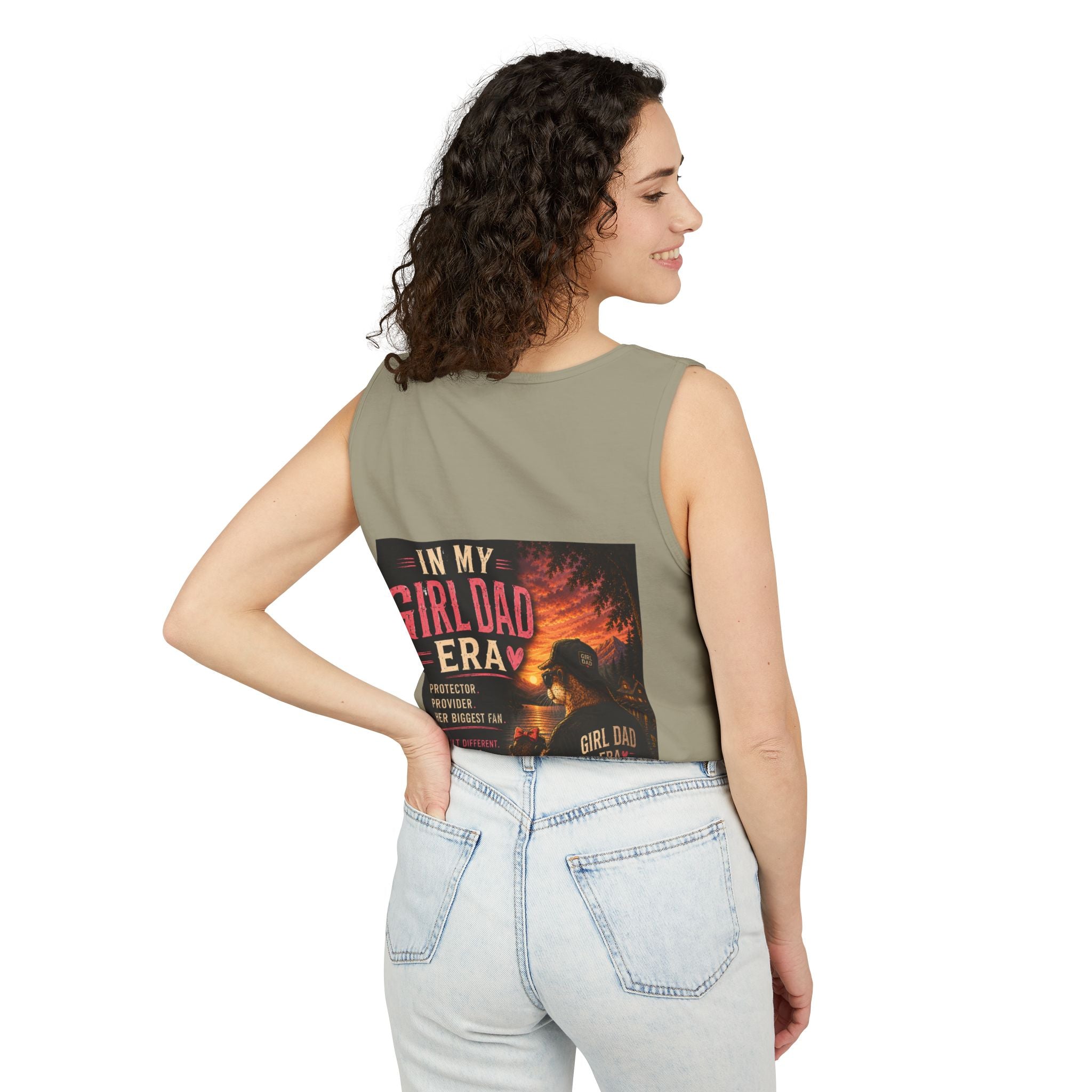Girl Dad Tank Top — "In My Girl Dad Era" Father-Daughter Vintage Sunset Tee