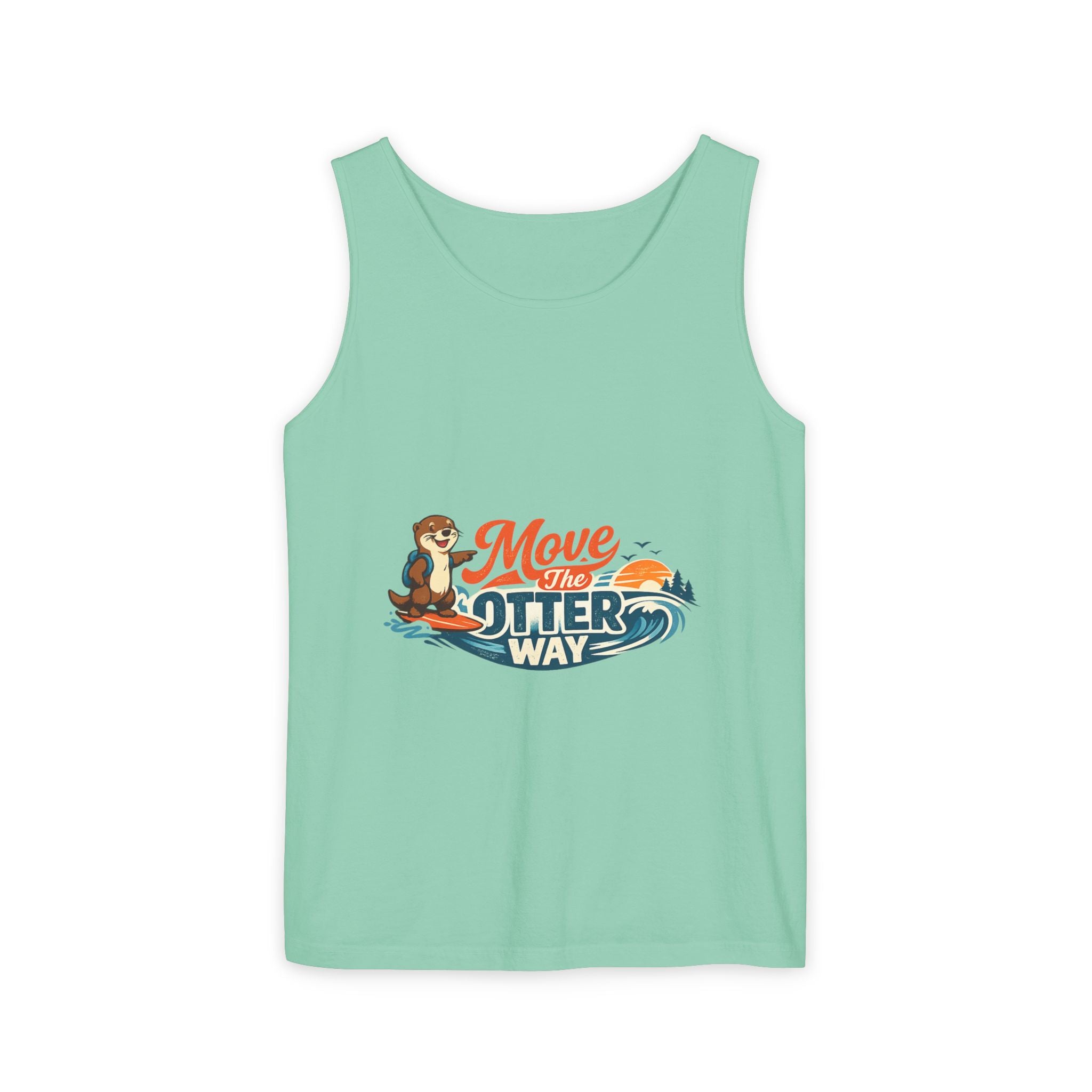 Move the Otter Way Tank Top — Cute Otter Surfing Graphic Summer Tee