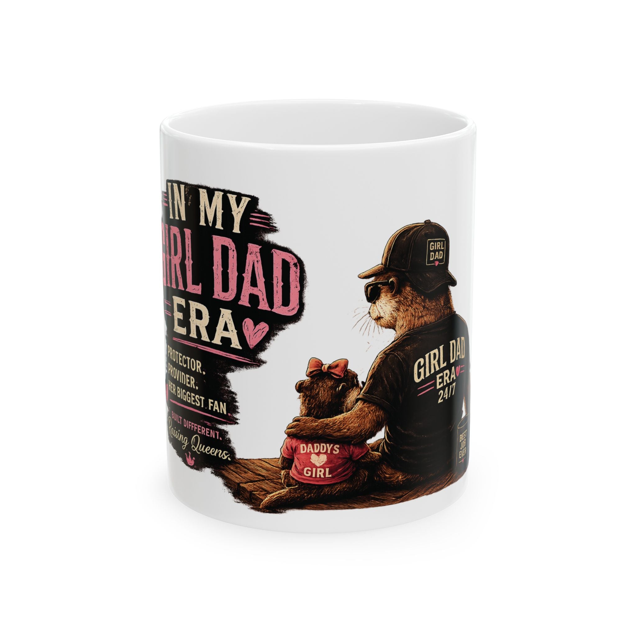 Girl Dad Era Ceramic Coffee Mug — Cute Bear Dad & Baby Design (11oz/15oz)