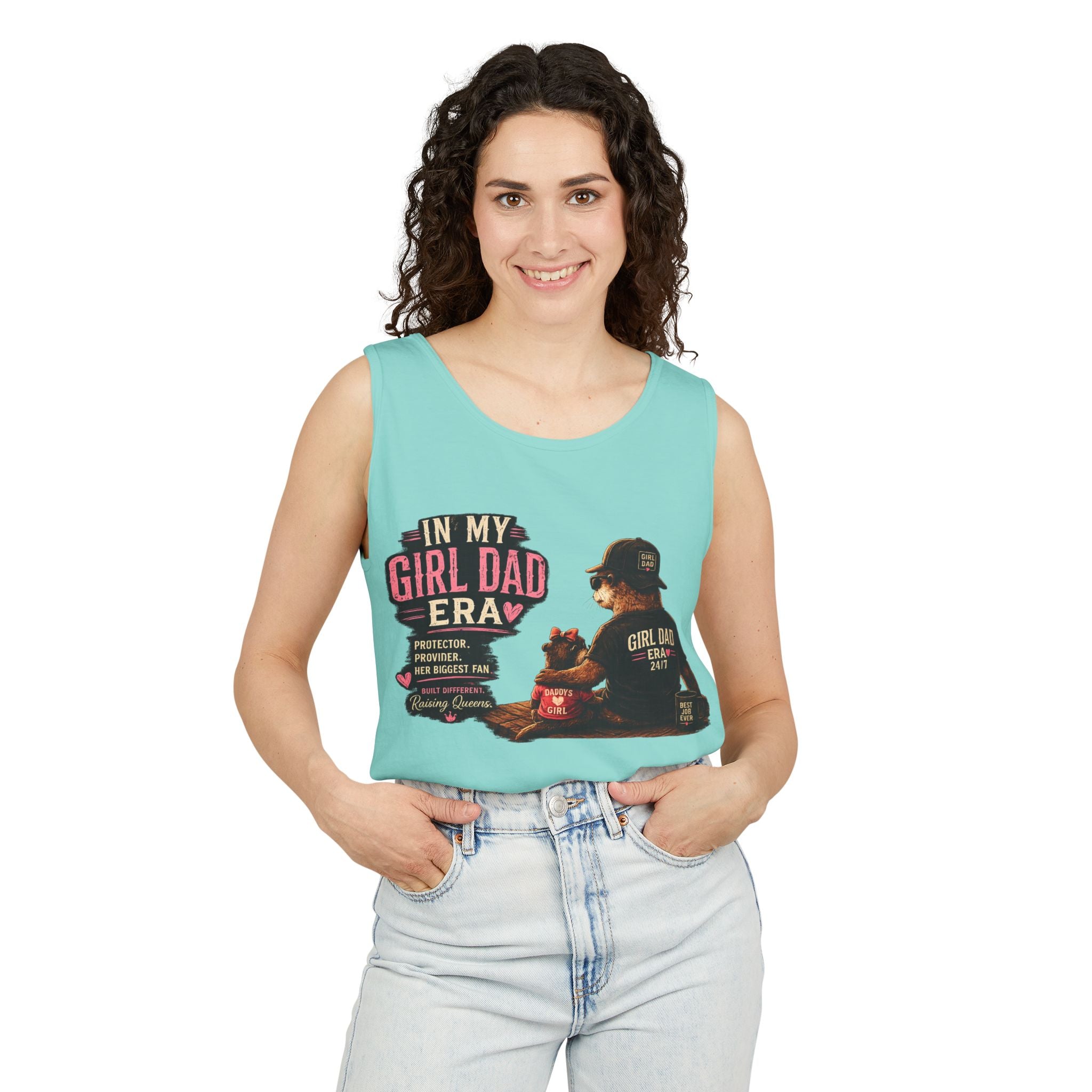 Girl Dad Tank Top — "In My Girl Dad Era" Father-Daughter Vintage Sunset Tee