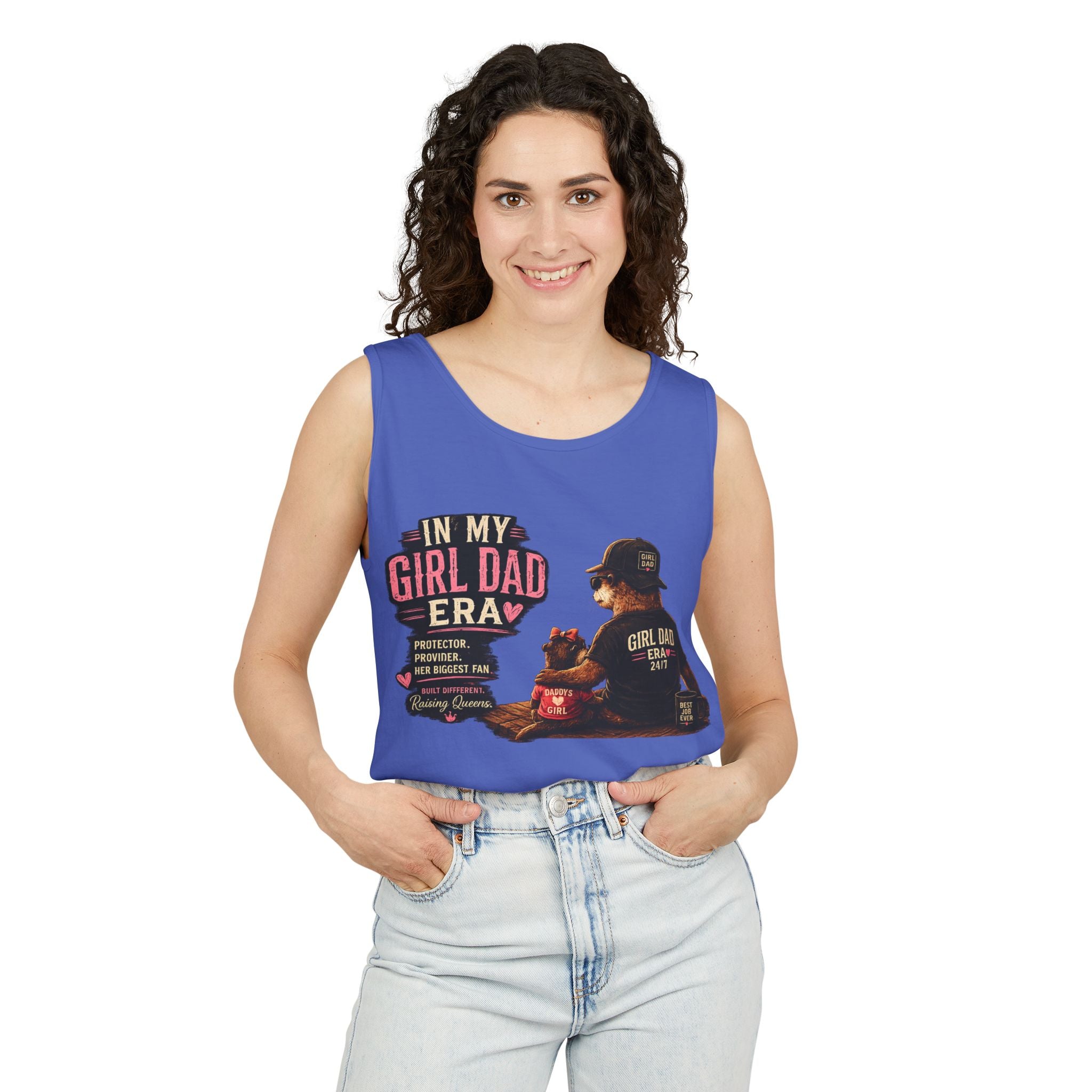 Girl Dad Tank Top — "In My Girl Dad Era" Father-Daughter Vintage Sunset Tee